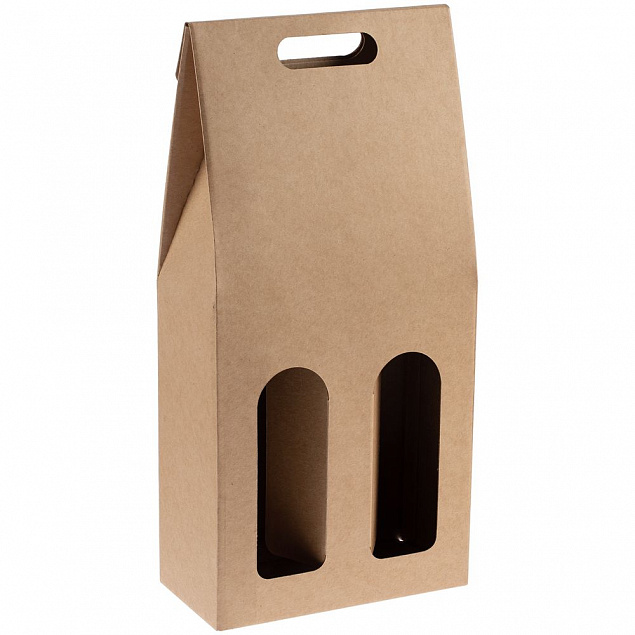 Коробка для двух бутылок Vinci Duo, крафт с логотипом в Самаре заказать по выгодной цене в кибермаркете AvroraStore