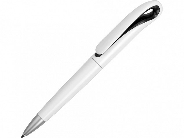 Ручка шариковая Swansea, белый/черный, синие чернила с логотипом в Самаре заказать по выгодной цене в кибермаркете AvroraStore