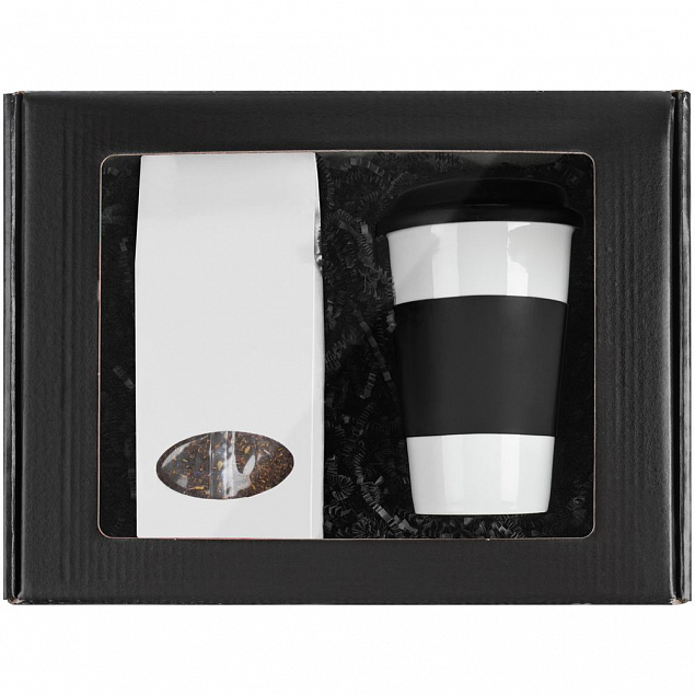 Набор «Чайная пауза», черный с белым с логотипом в Самаре заказать по выгодной цене в кибермаркете AvroraStore