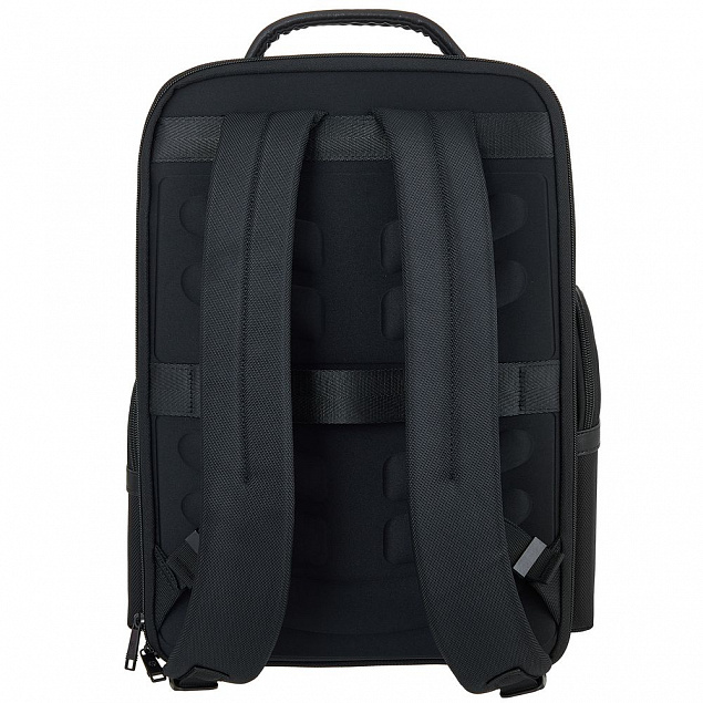 Рюкзак для ноутбука Santiago с кожаной отделкой, черный с логотипом в Самаре заказать по выгодной цене в кибермаркете AvroraStore