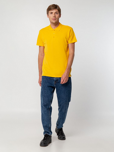 Рубашка поло мужская SUMMER 170, желтая с логотипом в Самаре заказать по выгодной цене в кибермаркете AvroraStore