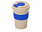 Стакан с пшеничным волокном с силиконовой манжетой и клапаном на крышке, синий с логотипом в Самаре заказать по выгодной цене в кибермаркете AvroraStore