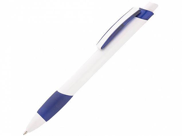 Ручка шариковая Соната, белый/синий с логотипом в Самаре заказать по выгодной цене в кибермаркете AvroraStore