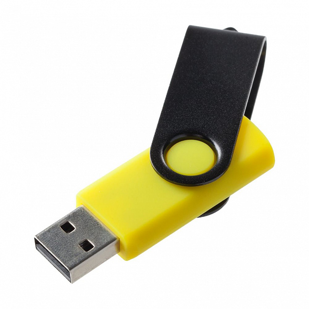 Флешка Twist Color, желтая с черным, 16 Гб с логотипом в Самаре заказать по выгодной цене в кибермаркете AvroraStore