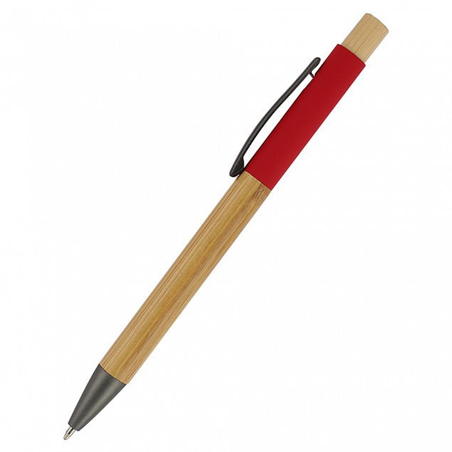 Ручка &quot;Авалон&quot; с корпусом из бамбука, красный с логотипом в Самаре заказать по выгодной цене в кибермаркете AvroraStore