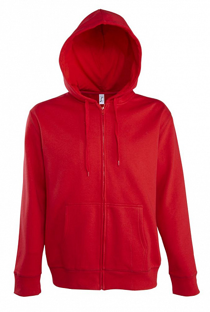 Толстовка мужская на молнии с капюшоном Seven Men 290, красная с логотипом в Самаре заказать по выгодной цене в кибермаркете AvroraStore