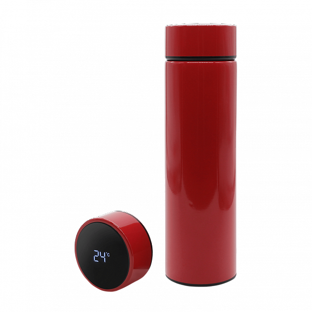 Термос Reactor с датчиком температуры (красный) с логотипом в Самаре заказать по выгодной цене в кибермаркете AvroraStore