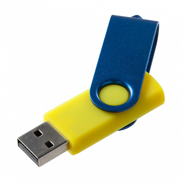 Флешка Twist Color, желтая с синим, 16 Гб с логотипом в Самаре заказать по выгодной цене в кибермаркете AvroraStore