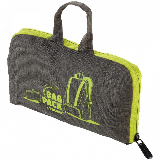 Складной рюкзак Bagpack, зеленый с логотипом в Самаре заказать по выгодной цене в кибермаркете AvroraStore