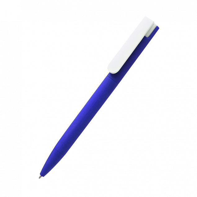 Ручка пластиковая Mira Soft софт-тач, синяя-S с логотипом в Самаре заказать по выгодной цене в кибермаркете AvroraStore