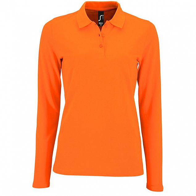 Рубашка поло женская с длинным рукавом Perfect LSL Women, оранжевая с логотипом в Самаре заказать по выгодной цене в кибермаркете AvroraStore