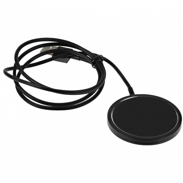 Беспроводное зарядное устройство с магнитами Magmate, черное с логотипом в Самаре заказать по выгодной цене в кибермаркете AvroraStore
