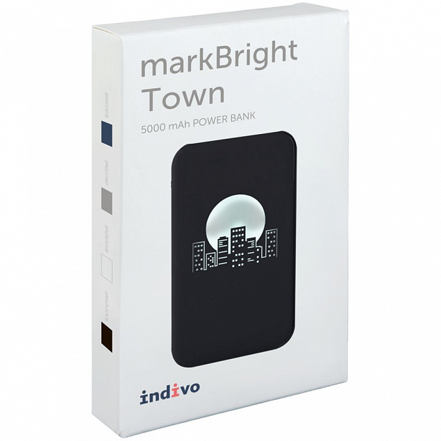 Аккумулятор с подсветкой markBright Town, 5000 мАч, черный с логотипом в Самаре заказать по выгодной цене в кибермаркете AvroraStore