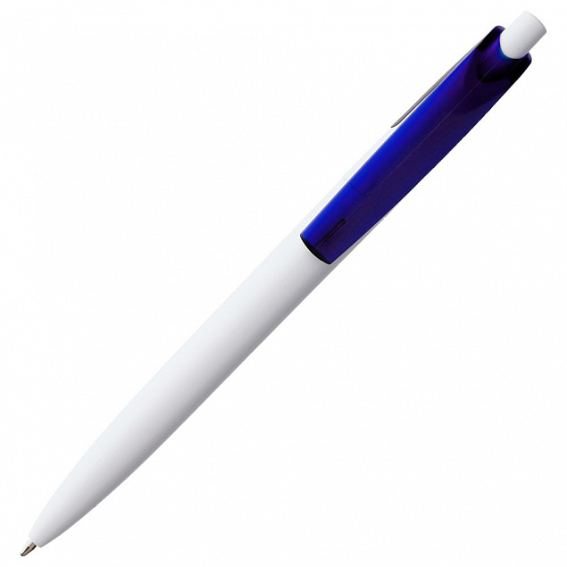 Ручка шариковая Bento, белая с синим с логотипом в Самаре заказать по выгодной цене в кибермаркете AvroraStore