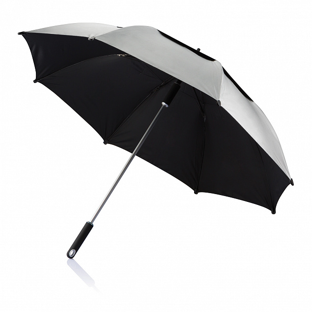 Зонт-трость антишторм Hurricane 27, серый с логотипом в Самаре заказать по выгодной цене в кибермаркете AvroraStore