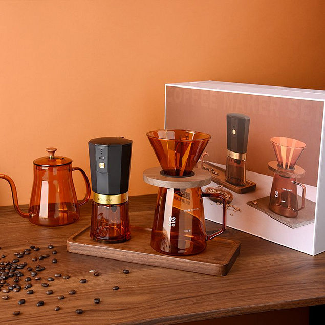 Кофейный набор Amber Coffee Maker Set, оранжевый с черным с логотипом в Самаре заказать по выгодной цене в кибермаркете AvroraStore