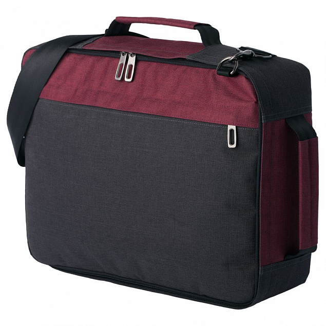 Рюкзак для ноутбука 2 в 1 twoFold, серый с бордовым с логотипом в Самаре заказать по выгодной цене в кибермаркете AvroraStore