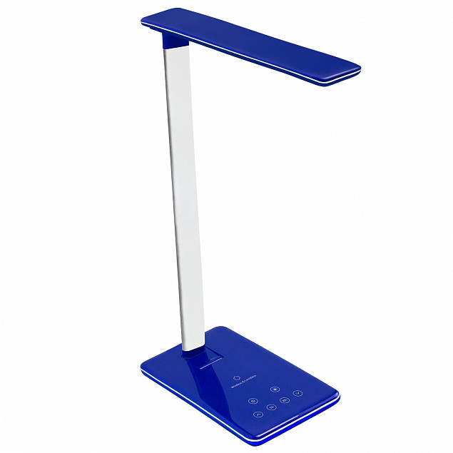 Настольная лампа Lumos, Ultramarine, с беспроводной зарядкой, синяя с логотипом в Самаре заказать по выгодной цене в кибермаркете AvroraStore