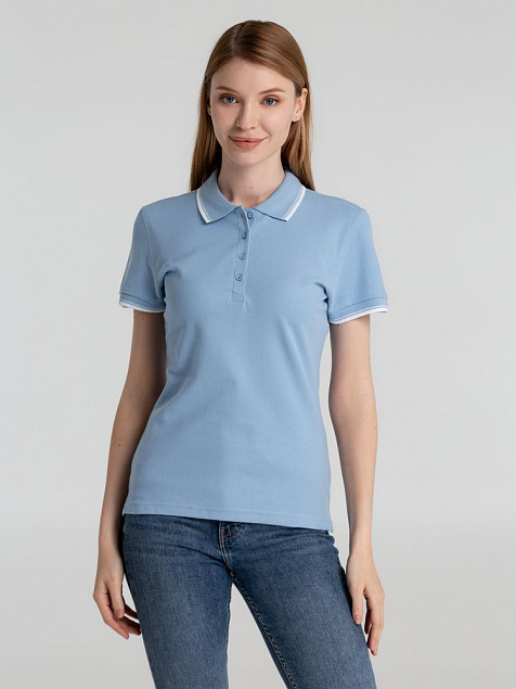 Рубашка поло женская Practice women 270, голубая с белым с логотипом в Самаре заказать по выгодной цене в кибермаркете AvroraStore