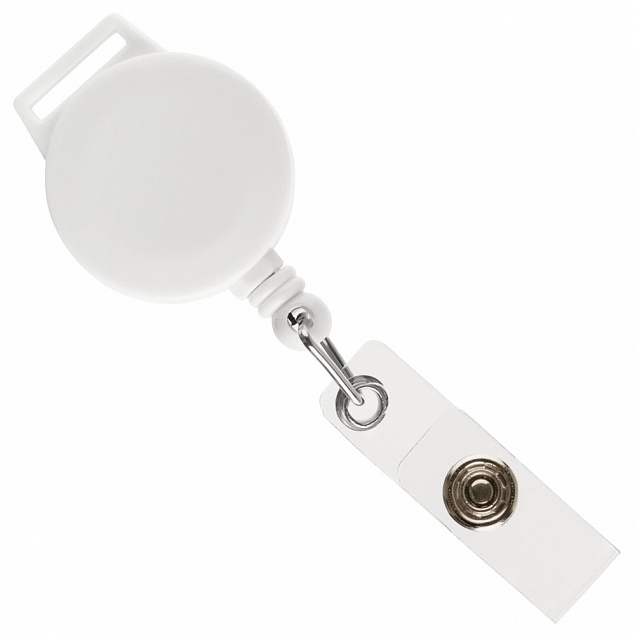 Ретрактор Attach с ушком для ленты, белый с логотипом в Самаре заказать по выгодной цене в кибермаркете AvroraStore
