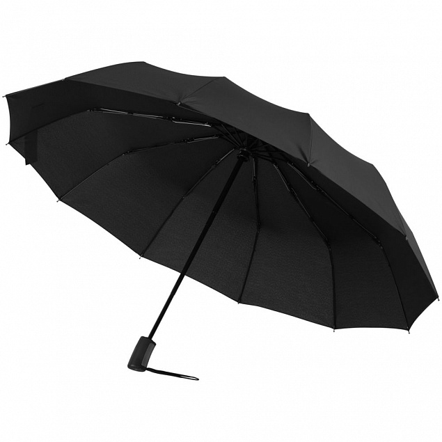 Зонт складной Fiber Magic Major с кейсом, черный с логотипом в Самаре заказать по выгодной цене в кибермаркете AvroraStore