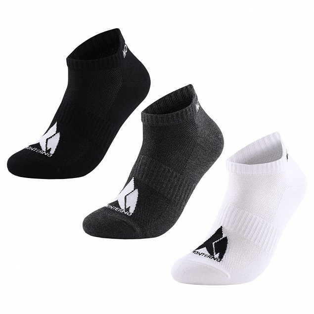 Набор из 3 пар спортивных носков Monterno Sport, черный, серый и белый с логотипом в Самаре заказать по выгодной цене в кибермаркете AvroraStore