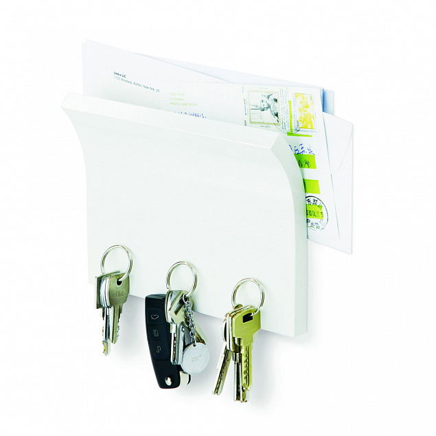 Держатель для ключей и писем Magnetter, белый с логотипом в Самаре заказать по выгодной цене в кибермаркете AvroraStore
