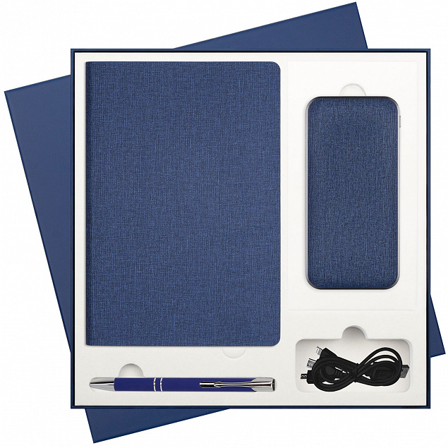 Подарочный набор Portobello/Tweed синий (Ежедневник недат А5, Ручка, Power Bank) с логотипом в Самаре заказать по выгодной цене в кибермаркете AvroraStore