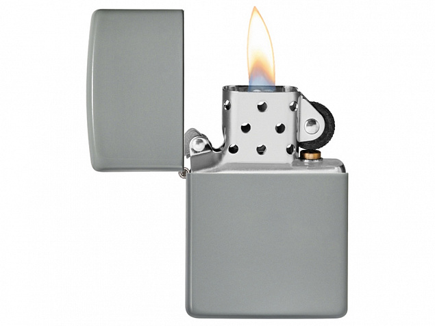 Зажигалка ZIPPO Classic с покрытием Flat Grey с логотипом в Самаре заказать по выгодной цене в кибермаркете AvroraStore