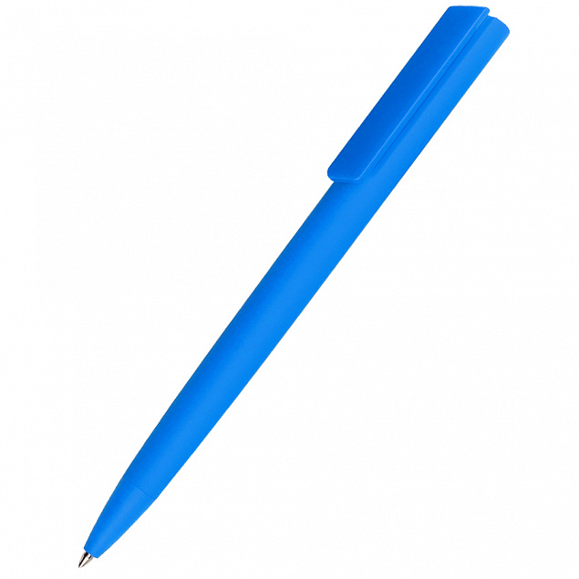Ручка пластиковая Lavy софт-тач, светло-синяя с логотипом в Самаре заказать по выгодной цене в кибермаркете AvroraStore