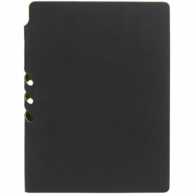 Ежедневник Flexpen Black, недатированный, черный с зеленым с логотипом в Самаре заказать по выгодной цене в кибермаркете AvroraStore