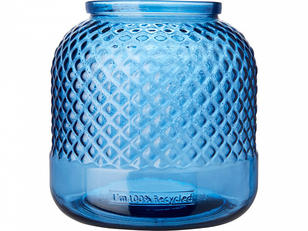 Подсвечник Estar из переработанного стекла, синий прозрачный с логотипом в Самаре заказать по выгодной цене в кибермаркете AvroraStore