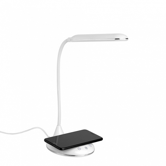Лампа с беспроводной зарядкой Bright Helper, черная с логотипом в Самаре заказать по выгодной цене в кибермаркете AvroraStore