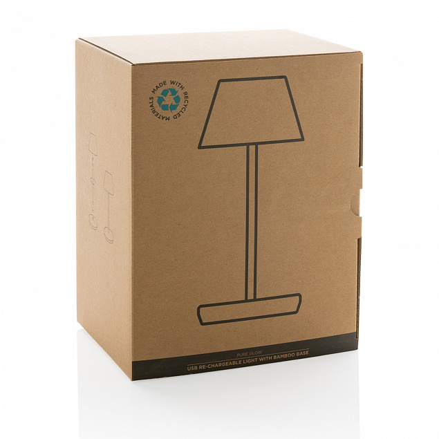 Беспроводная настольная лампа Pure Glow из переработанного пластика RCS с логотипом в Самаре заказать по выгодной цене в кибермаркете AvroraStore
