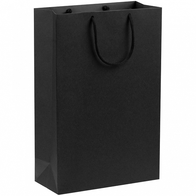 Пакет бумажный Porta, средний, черный с логотипом в Самаре заказать по выгодной цене в кибермаркете AvroraStore