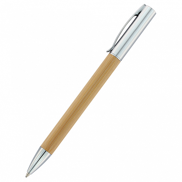 Ручка &quot;Игнасия&quot; с корпусом из бамбука, серебристый с логотипом в Самаре заказать по выгодной цене в кибермаркете AvroraStore