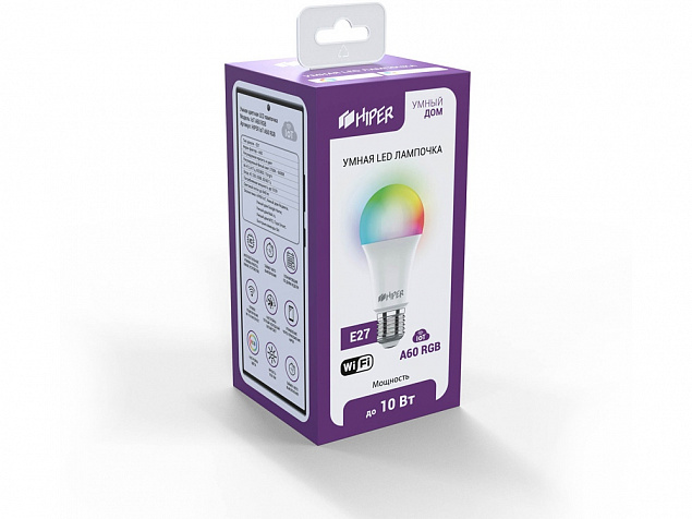 Умная лампочка HIPER IoT A60 RGB с логотипом в Самаре заказать по выгодной цене в кибермаркете AvroraStore