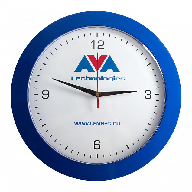 Часы настенные Vivid large, синие с логотипом в Самаре заказать по выгодной цене в кибермаркете AvroraStore