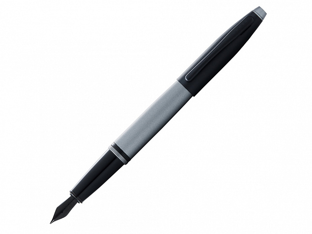 Ручка перьевая Calais Matte Gray and Black Lacquer, перо F с логотипом в Самаре заказать по выгодной цене в кибермаркете AvroraStore