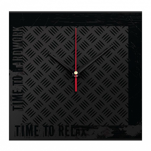 Часы настенные стеклянные Hard Work Black с логотипом в Самаре заказать по выгодной цене в кибермаркете AvroraStore