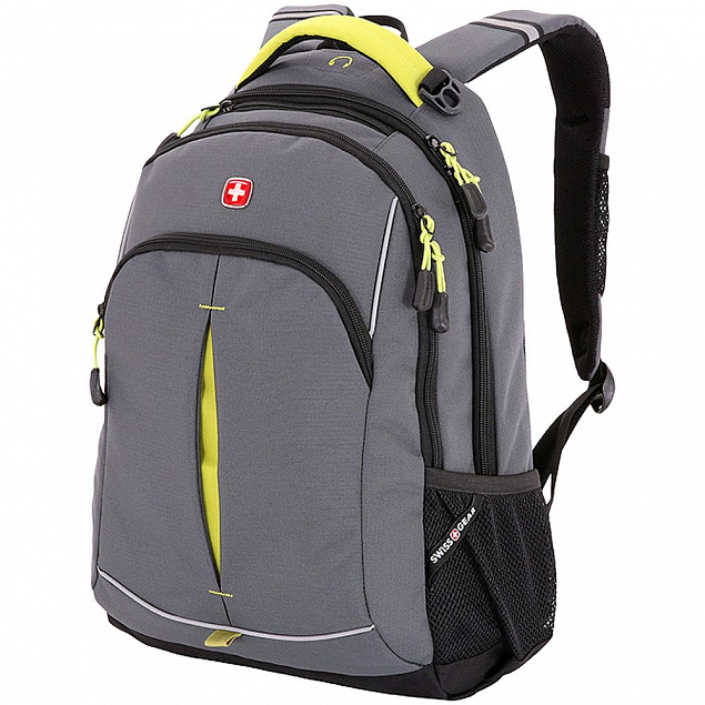 Рюкзак городской Swissgear, серый c желтым с логотипом в Самаре заказать по выгодной цене в кибермаркете AvroraStore