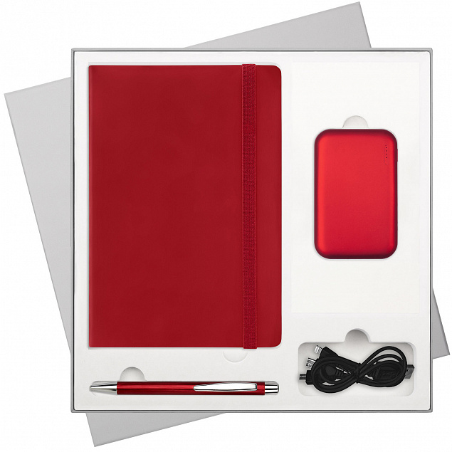 Подарочный набор Portobello/Alpha BtoBook красный (Ежедневник недат А5, Ручка, Power Bank) с логотипом в Самаре заказать по выгодной цене в кибермаркете AvroraStore