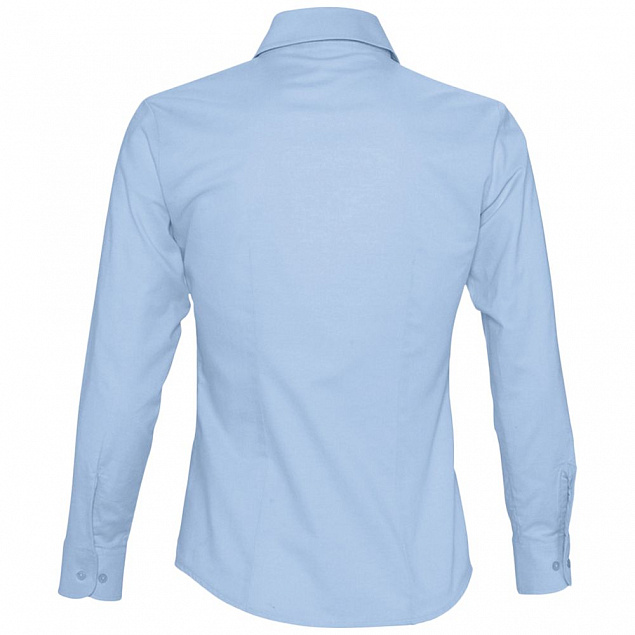 Рубашка женская с длинным рукавом EMBASSY, голубая с логотипом в Самаре заказать по выгодной цене в кибермаркете AvroraStore