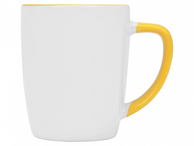 Кружка с универсальной подставкой Мак-Кинни , белый/желтый с логотипом в Самаре заказать по выгодной цене в кибермаркете AvroraStore