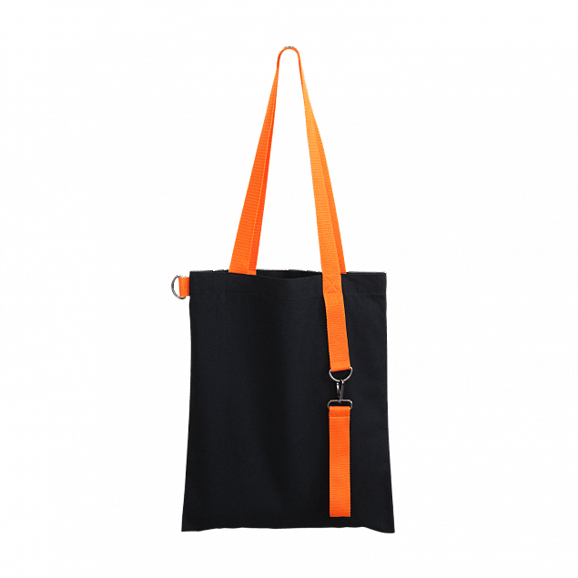 Шопер Superbag black (чёрный с оранжевым) с логотипом в Самаре заказать по выгодной цене в кибермаркете AvroraStore