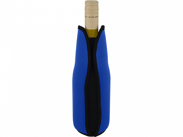 Noun Держатель-руква для бутылки с вином из переработанного неопрена, синий с логотипом в Самаре заказать по выгодной цене в кибермаркете AvroraStore