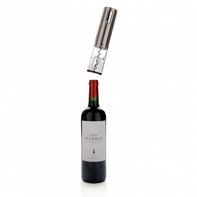 Электрический винный штопор со встроенным аккумулятором, серый с логотипом в Самаре заказать по выгодной цене в кибермаркете AvroraStore