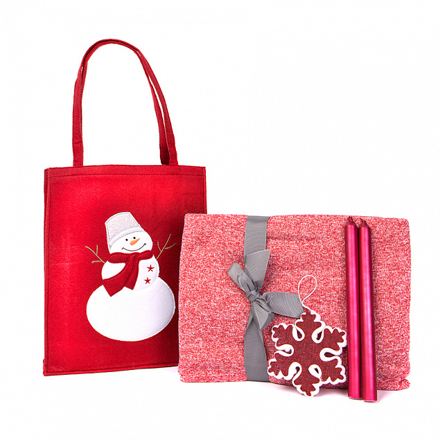Набор подарочный NEWSPIRIT: сумка, свечи, плед, украшение, красный с логотипом в Самаре заказать по выгодной цене в кибермаркете AvroraStore
