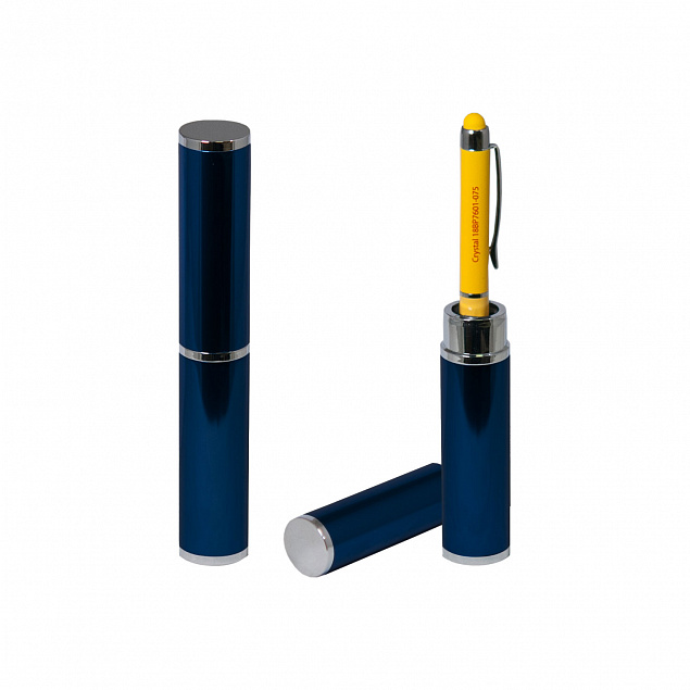 Коробка подарочная, футляр - тубус, алюминиевый, синий, глянцевый, для 1 ручки с логотипом в Самаре заказать по выгодной цене в кибермаркете AvroraStore