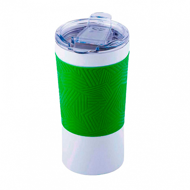Термокружка вакуумная 'Funny" белая, зеленая, силикон с логотипом в Самаре заказать по выгодной цене в кибермаркете AvroraStore